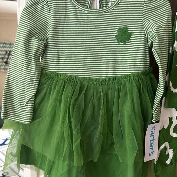Carter's Green Striped Dress and Shamrock Set - Picture 4 of 5